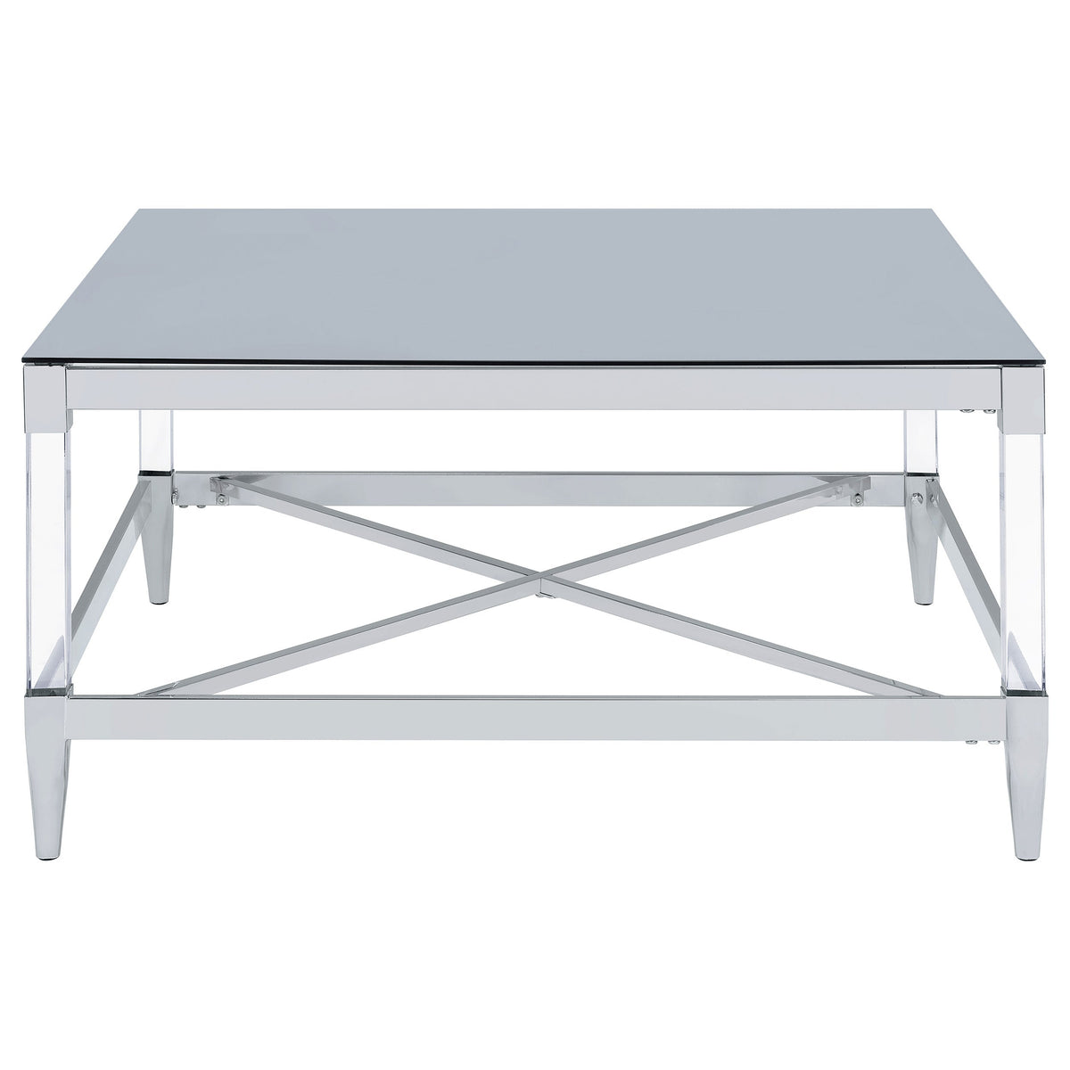 Lindley Square Tempered Mirror Acrylic Coffee Table Chrome