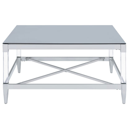 Lindley Square Tempered Mirror Acrylic Coffee Table Chrome