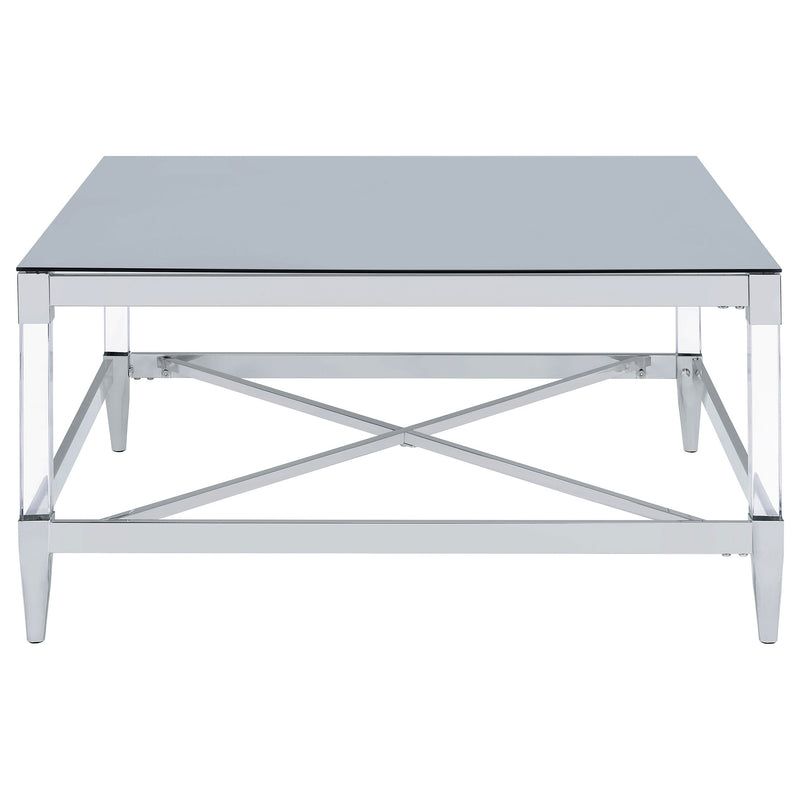 Lindley Square Tempered Mirror Acrylic Coffee Table Chrome