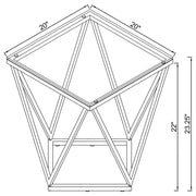 Brittania Square Glass Top Geometric End Table Nickel