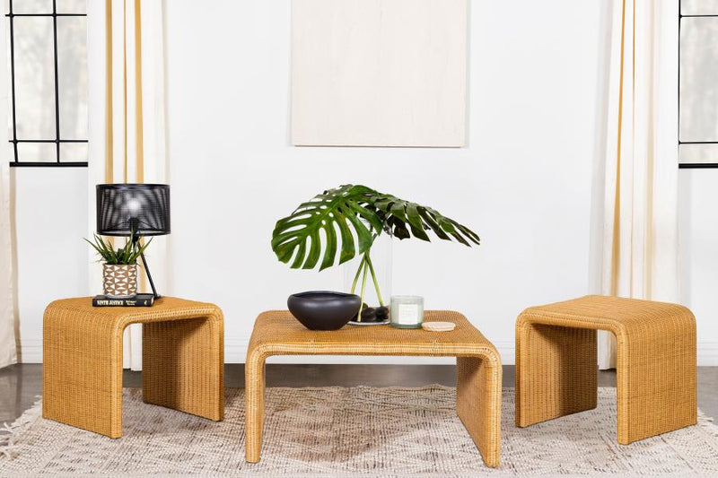 Cahya Rattan Coffee and End Table Set Natural 3-piece