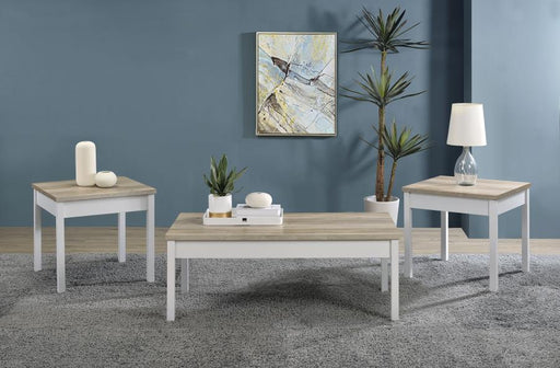 Stacie 3-piece Coffee Table Set Distressed Pine and White Default Title
