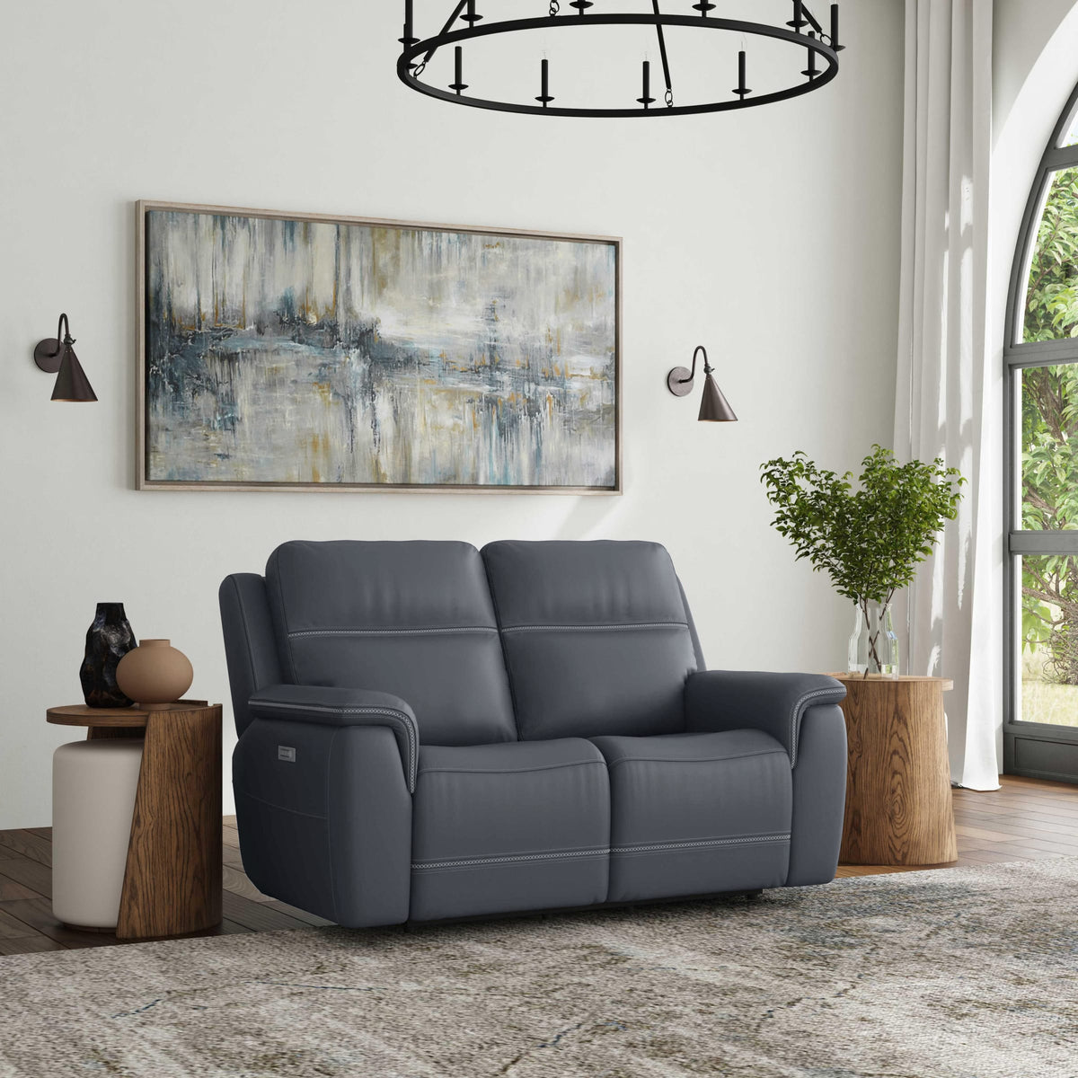 Flexsteel Sawyer Power Reclining Loveseat w/ Pwr Headrests, Lumbar