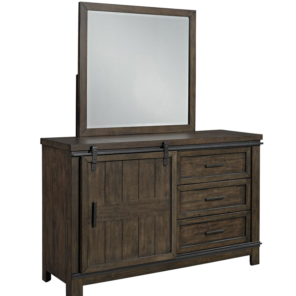 Thornwood Hills - 3 Drawers Dresser & Mirror - Rock Beaten Brown