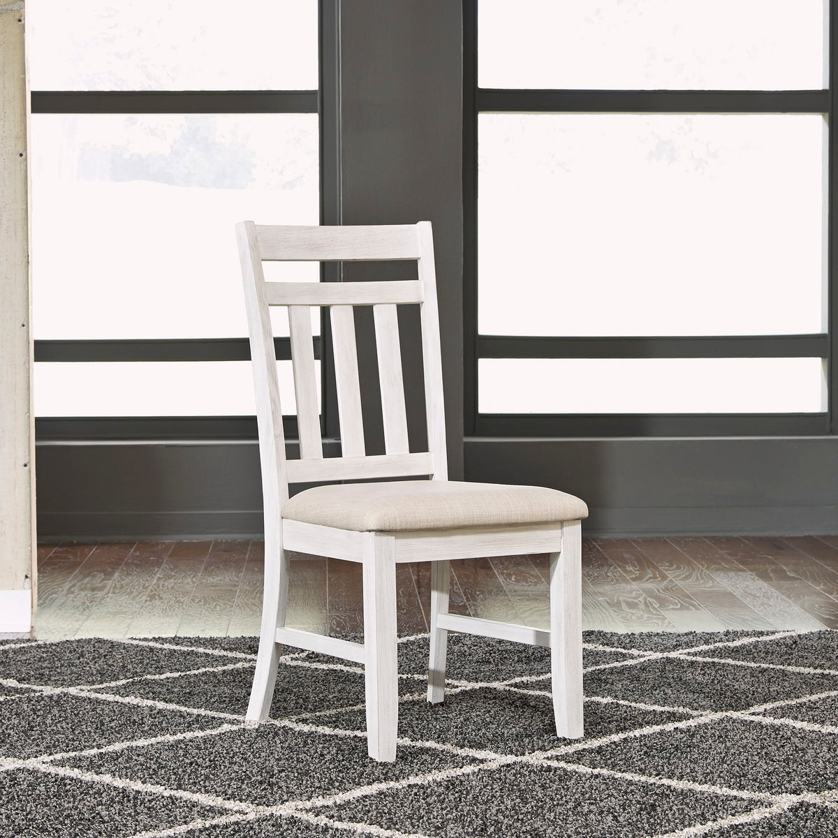 Summerville - Slat Back Side Chair - Soft White Wash / Wirebrushed Gray