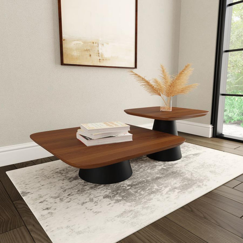 Eason 2-piece Coffee Table Set Walnut and Black Default Title