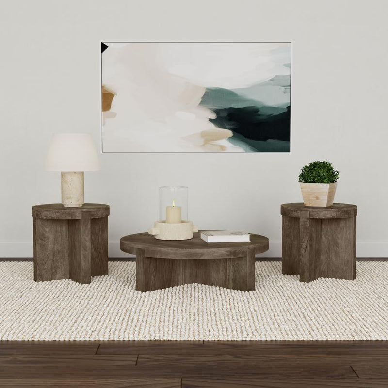 Kinkaid Solid Wood Coffee and End Table Set Brown 3-piece