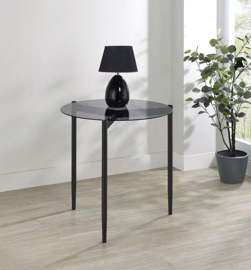 Rosalie Round Smoked Glass Top End Table Grey Default Title