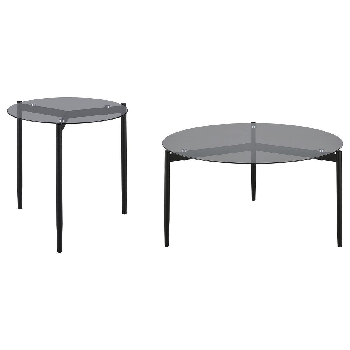Rosalie Round Coffee and End Table Set Grey