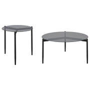 Rosalie Round Coffee and End Table Set Grey