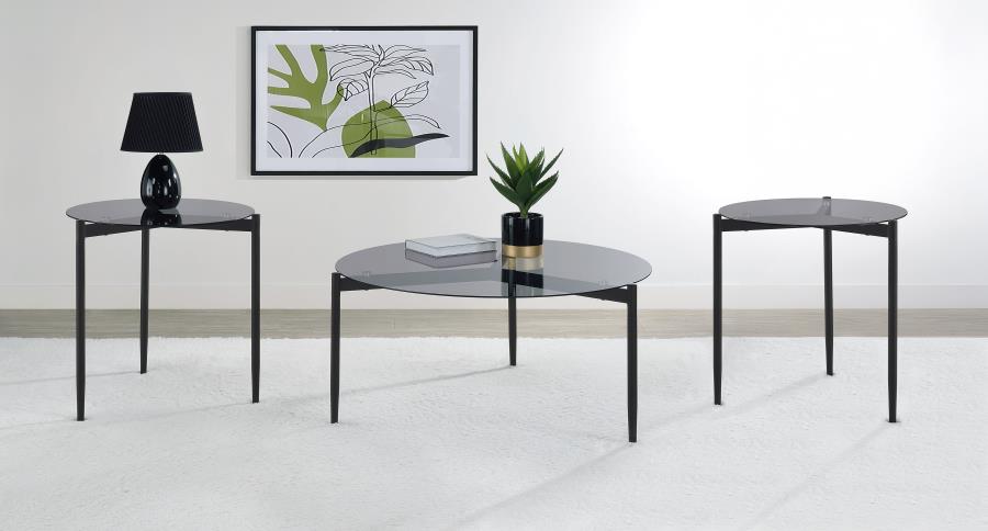 Rosalie Round Coffee and End Table Set Grey 3-piece