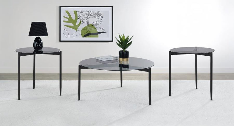 Rosalie Round Coffee and End Table Set Grey 3-piece