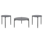 Rosalie Round Coffee and End Table Set Grey