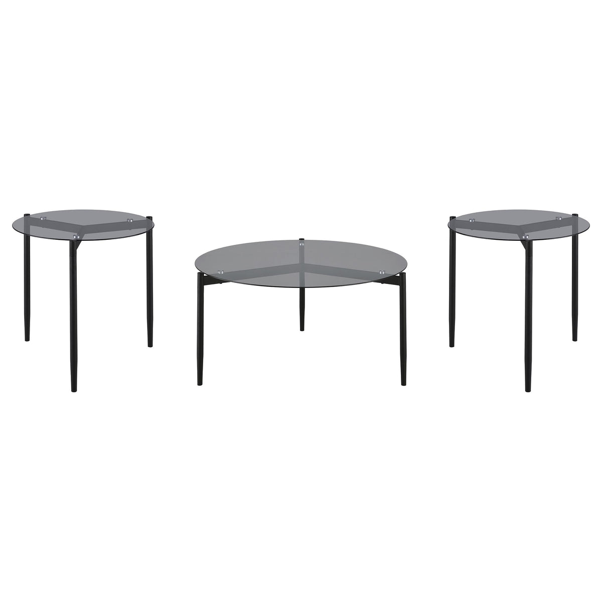Rosalie Round Coffee and End Table Set Grey