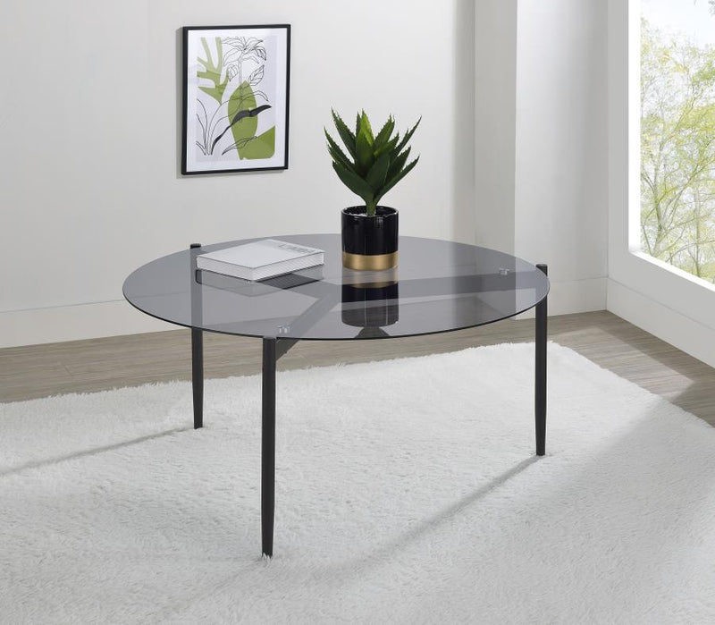 Rosalie Round Smoked Glass Top Coffee Table Grey Default Title