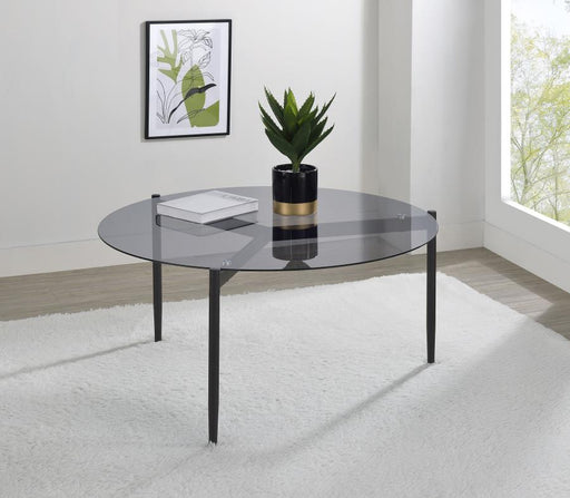 Rosalie Round Smoked Glass Top Coffee Table Grey Default Title
