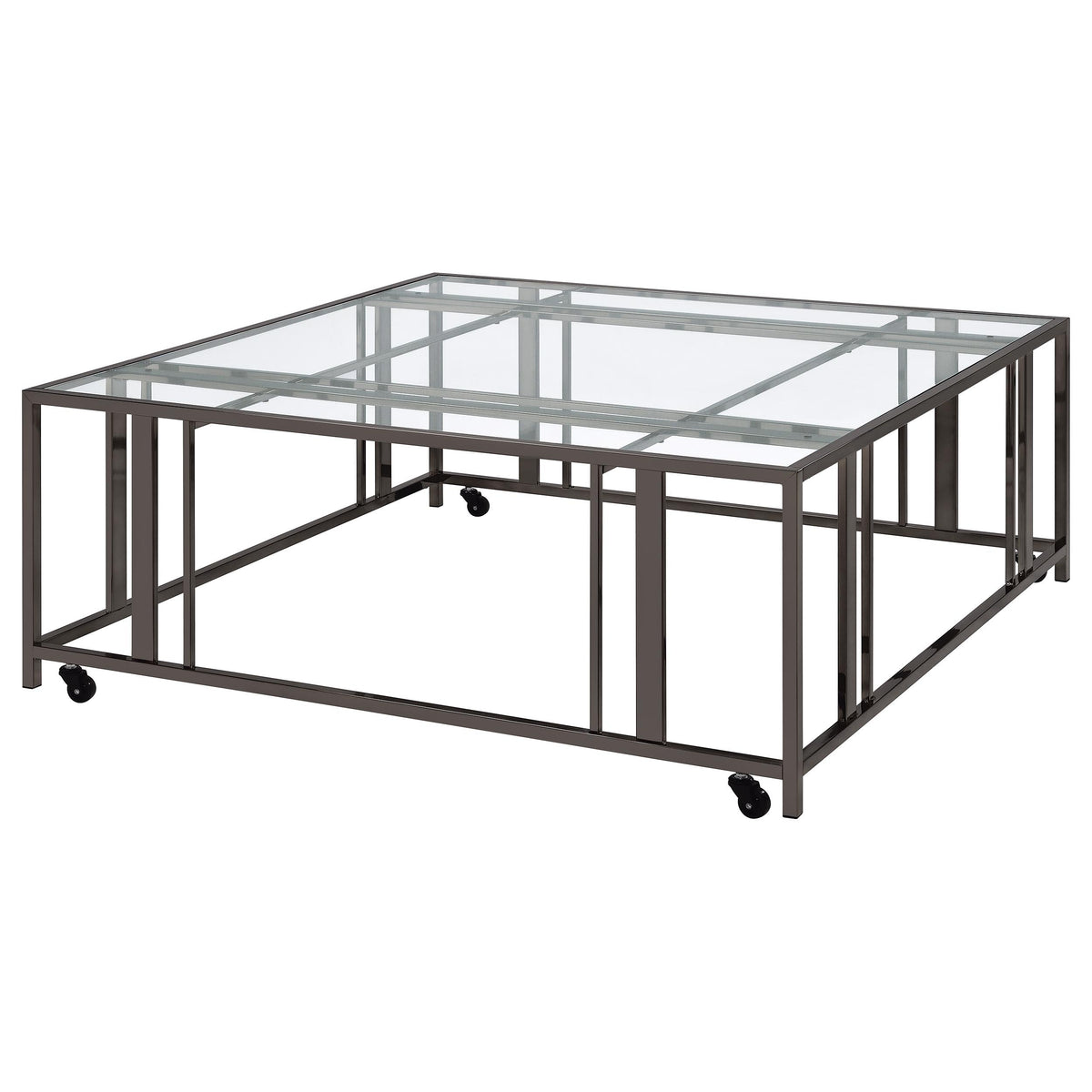 Adri Square Glass Top Coffee Table with Casters