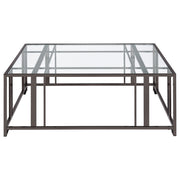 Adri Square Glass Top Coffee Table with Casters