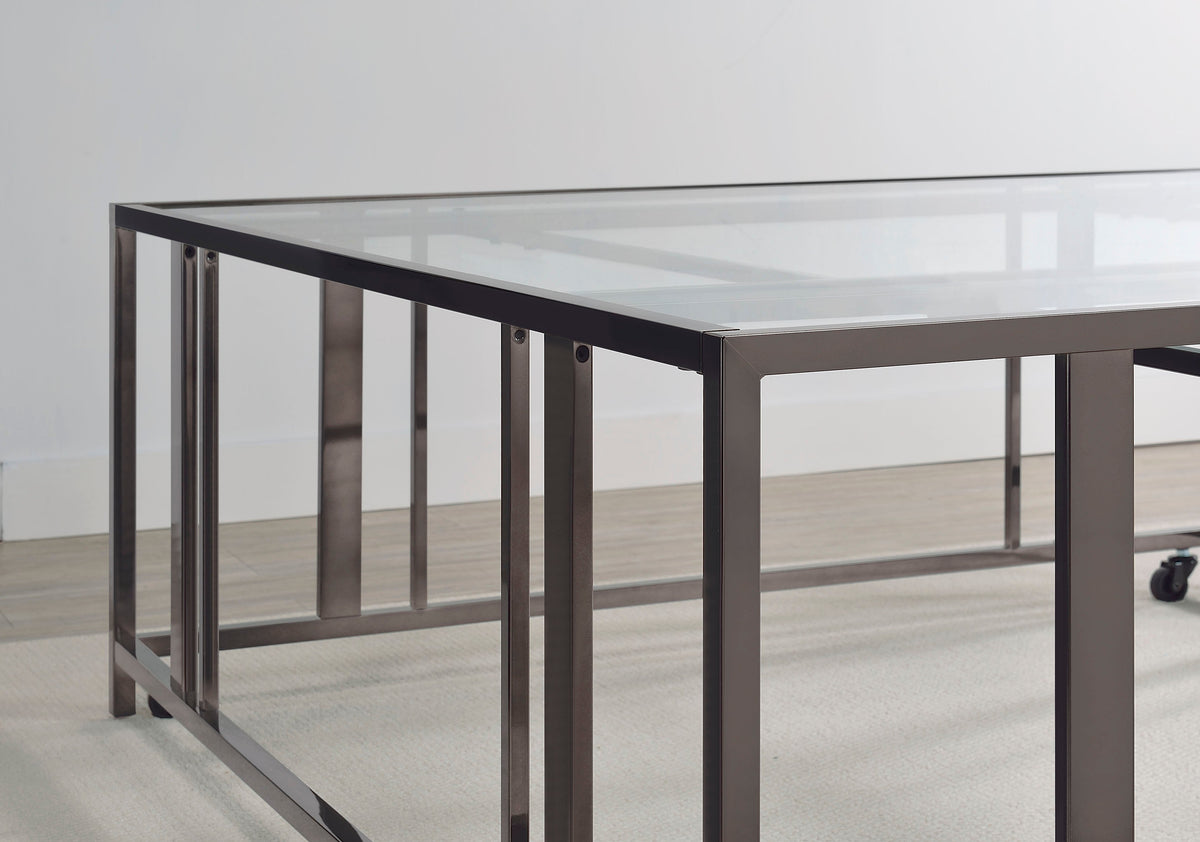 Adri Square Glass Top Coffee Table with Casters