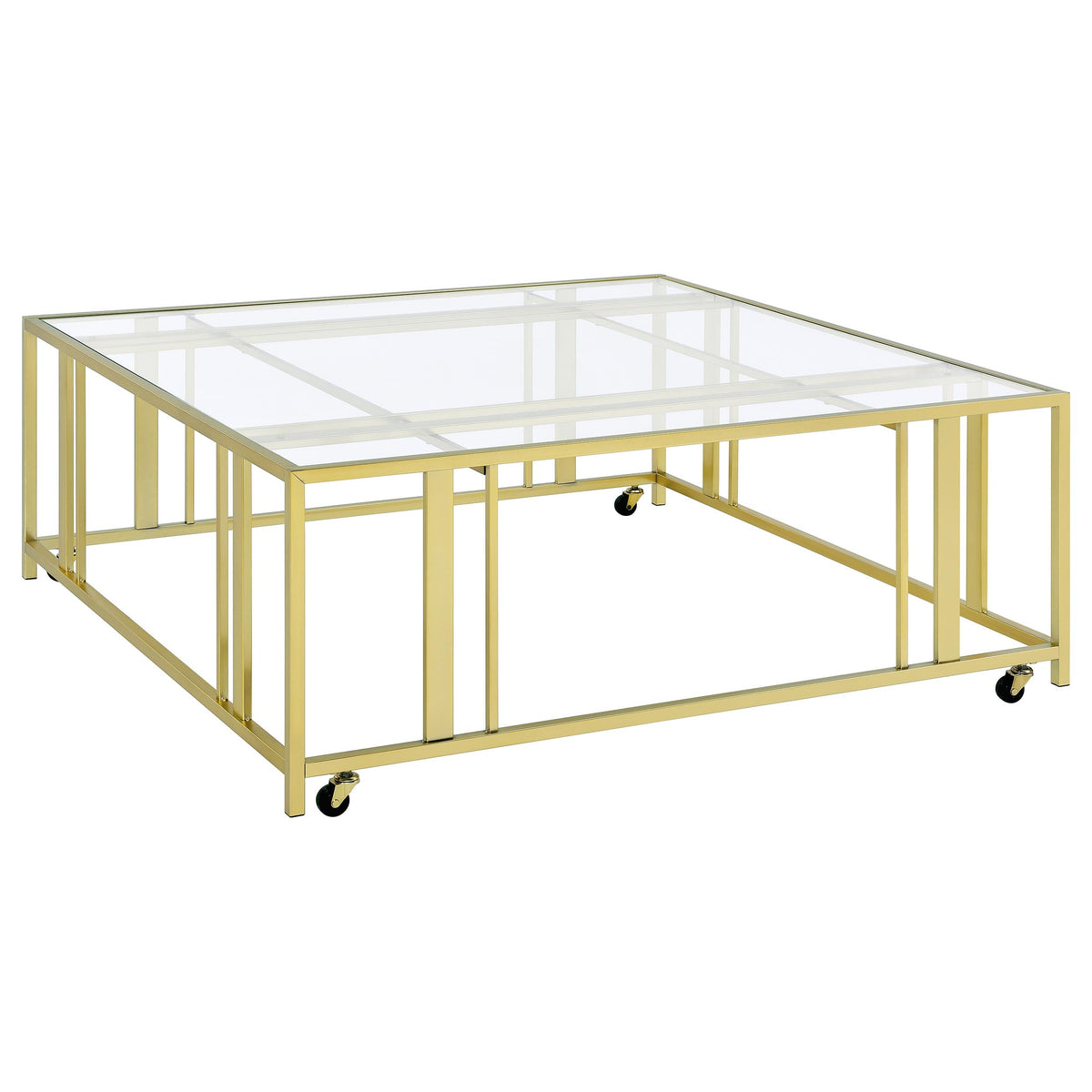 Adri Square Glass Top Coffee Table with Casters