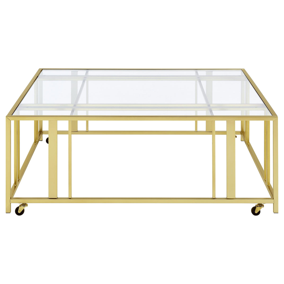 Adri Square Glass Top Coffee Table with Casters