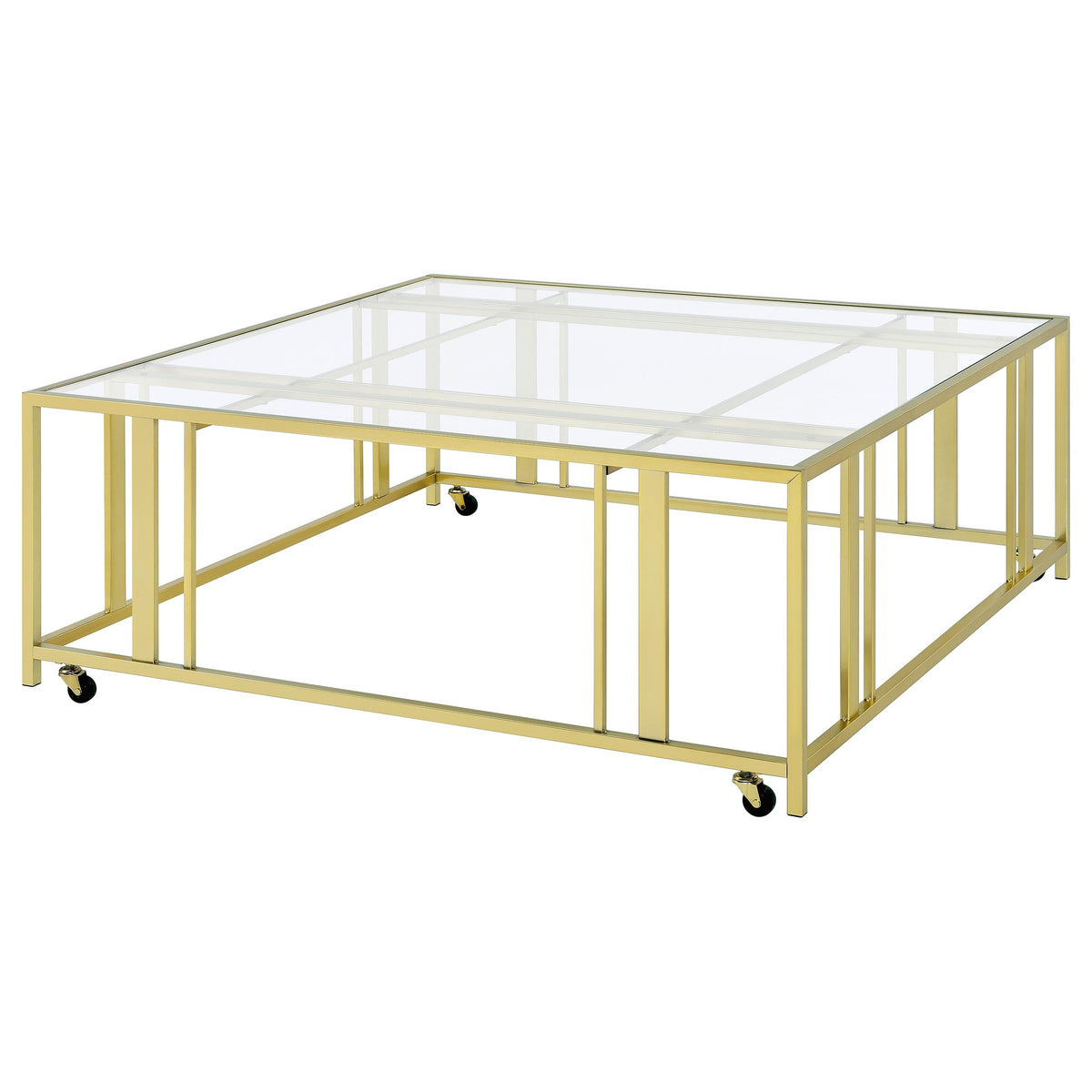 Adri Square Glass Top Coffee Table with Casters