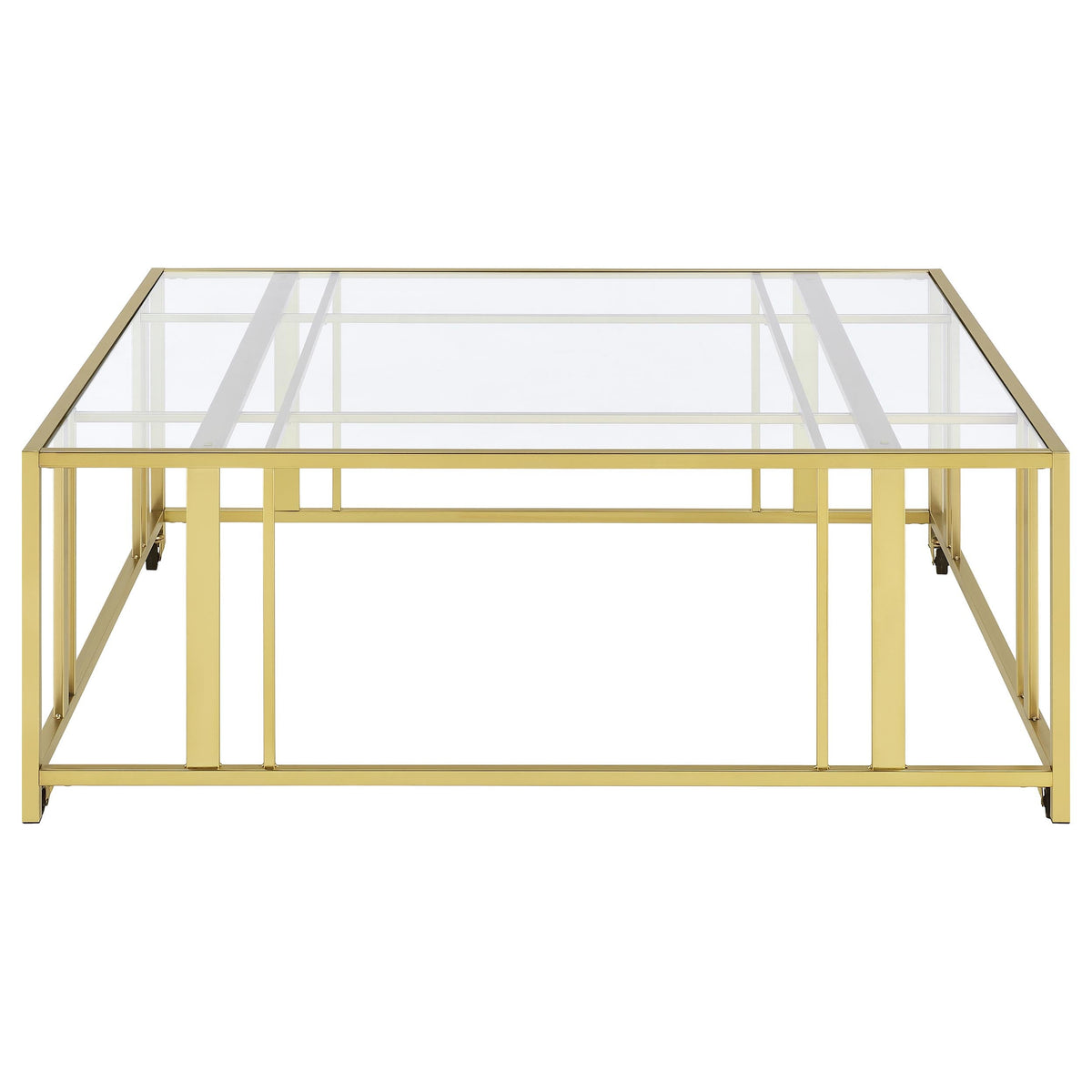 Adri Square Glass Top Coffee Table with Casters