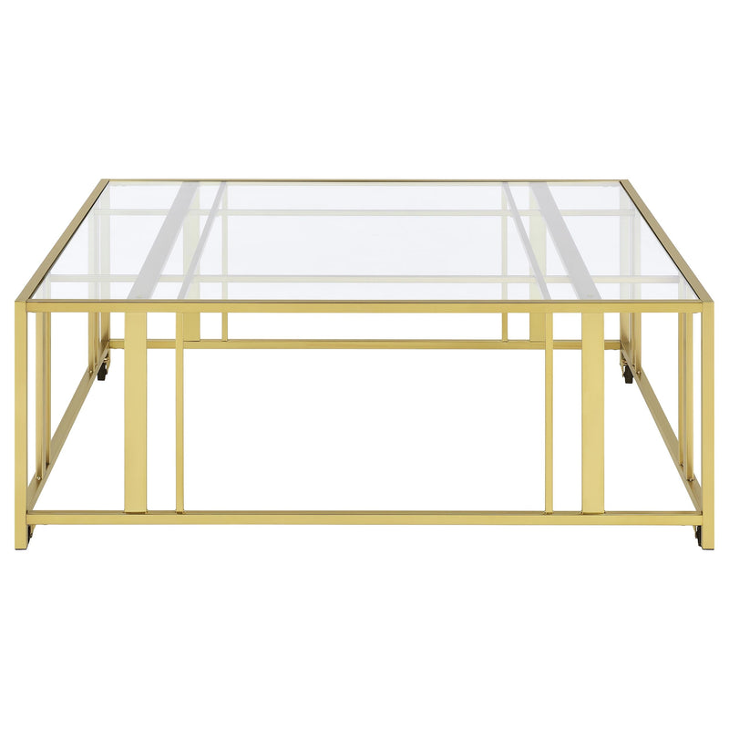 Adri Square Glass Top Coffee Table with Casters