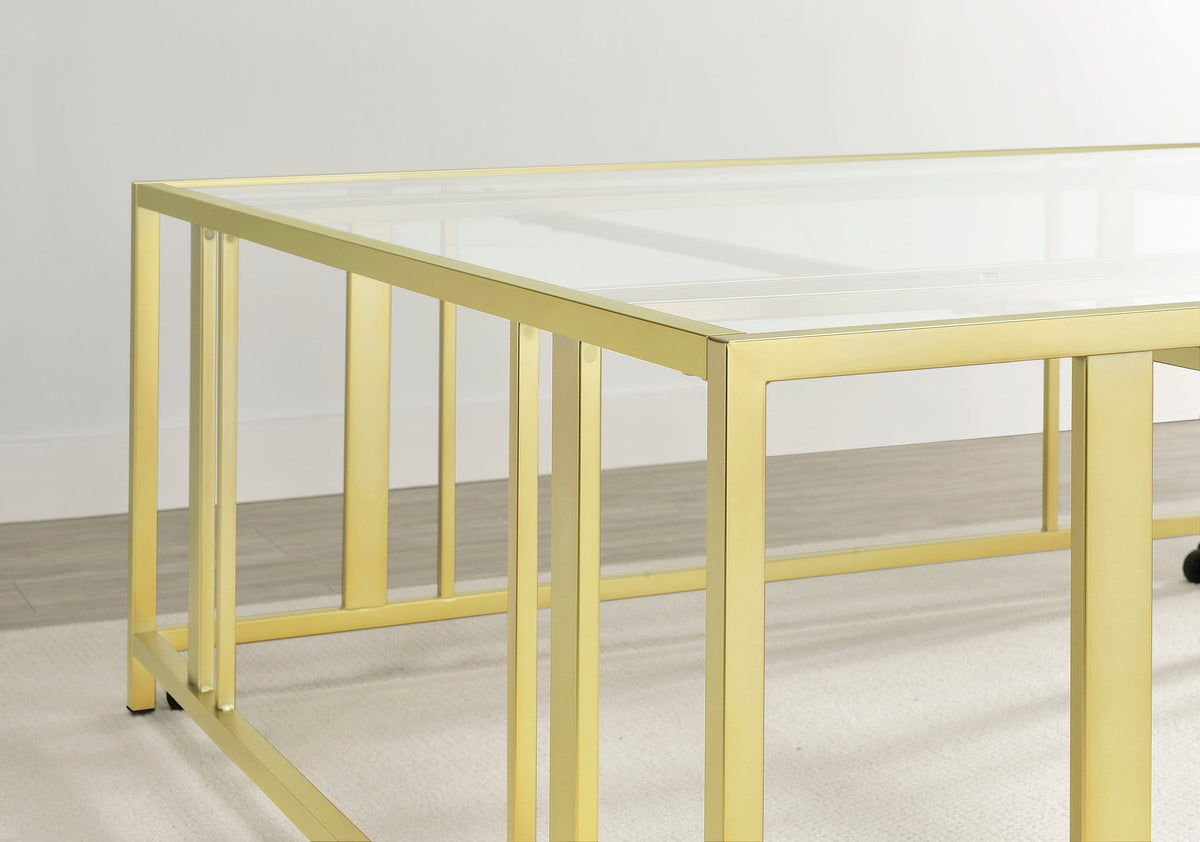 Adri Square Glass Top Coffee Table with Casters