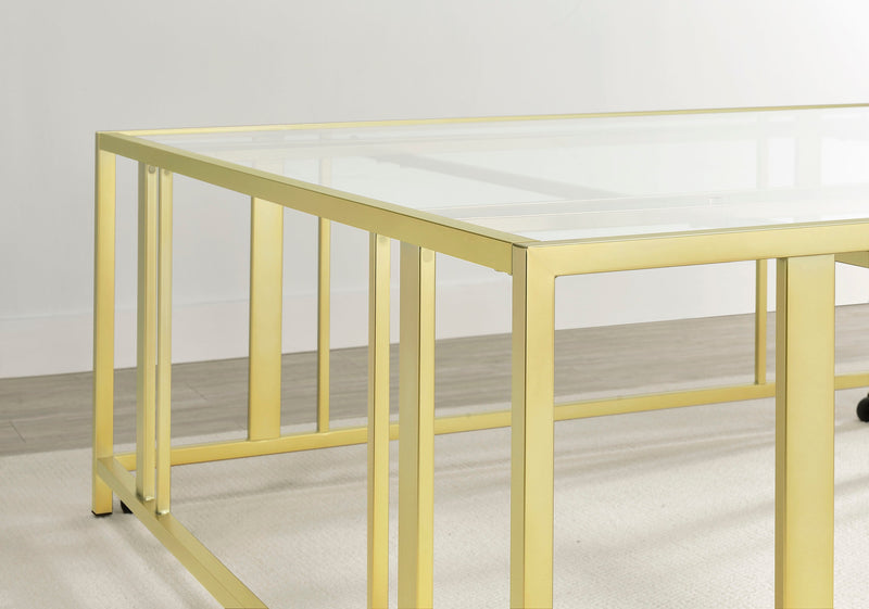 Adri Square Glass Top Coffee Table with Casters