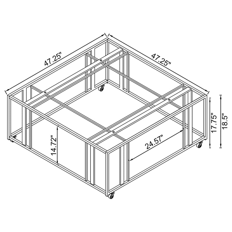 Adri Square Glass Top Coffee Table with Casters