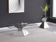 Jenny Rectangular Coffee and End Table Set Chrome 2-piece