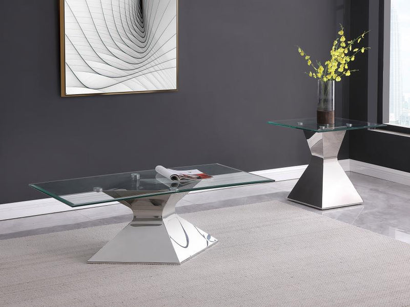 Jenny Rectangular Coffee and End Table Set Chrome 2-piece