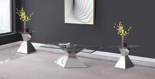 Jenny Rectangular Coffee and End Table Set Chrome 3-piece