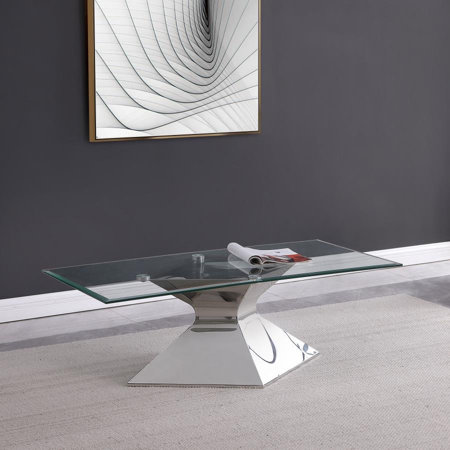 Jenny Glass Top Stainless Steel Coffee Table Chrome Default Title