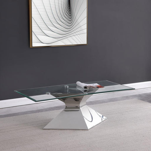 Jenny Glass Top Stainless Steel Coffee Table Chrome Default Title