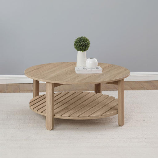 Fowler 1-shelf Round Engineered Wood Coffee Table Natural Default Title