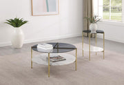 Jonelle Round Coffee and End Table Set Gold 2-piece