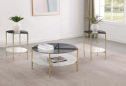 Jonelle Round Coffee and End Table Set Gold 3-piece