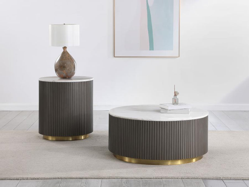 Jason Round Marble Coffee and End Table Set 2-piece