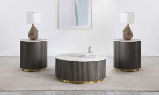 Jason Round Marble Coffee and End Table Set 3-piece