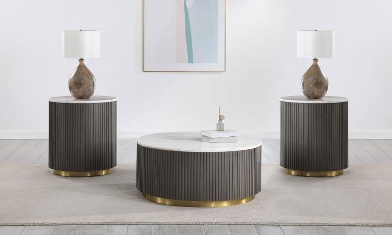 Jason Round Marble Coffee and End Table Set 3-piece