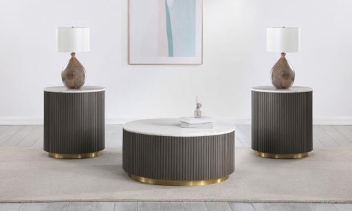 Jason Round Marble Coffee and End Table Set 3-piece