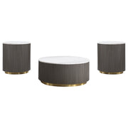 Jason Round Marble Coffee and End Table Set