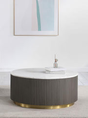 Jason Round Marble Top Coffee Table White and Charcoal Default Title