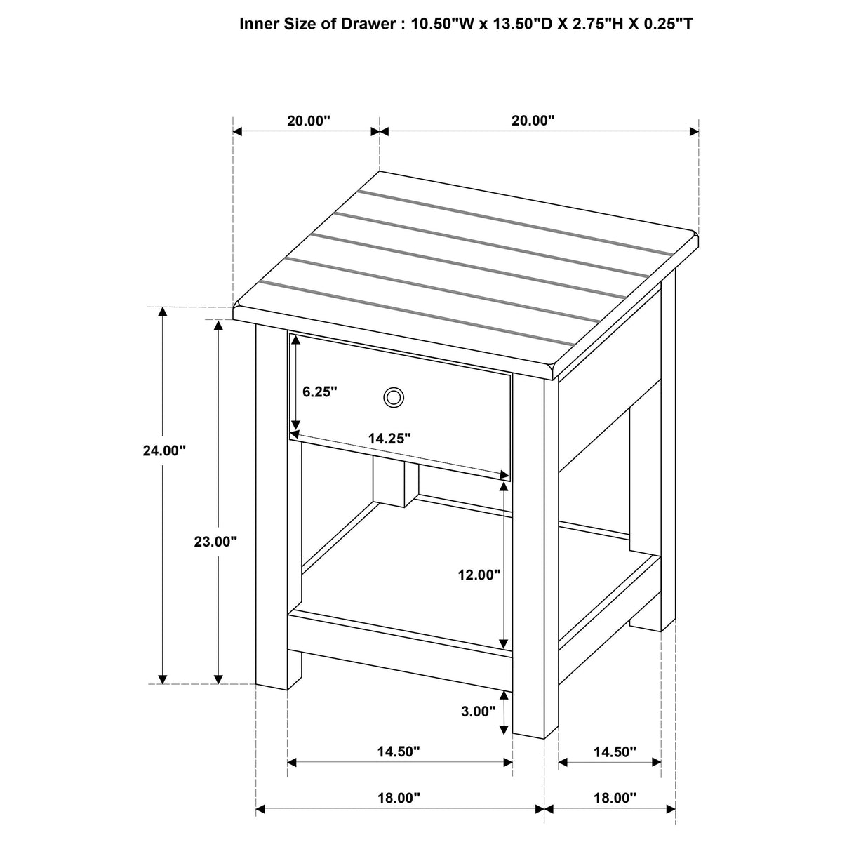Payne 1-drawer Wood End Table with Shelf