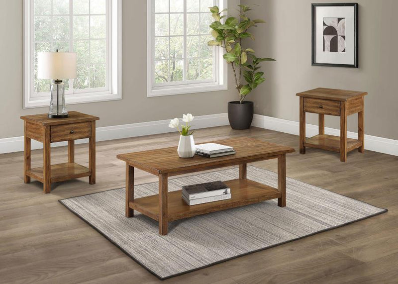 Payne Coffee and 1-drawer End Table Set Distressed Brown 3-piece