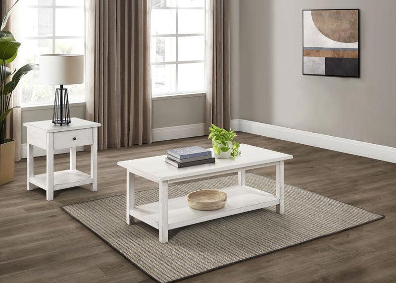 Payne Coffee and 1-drawer End Table Set Distressed White 2-piece