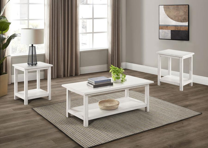 Payne Coffee and End Table Set Distressed White 3-piece