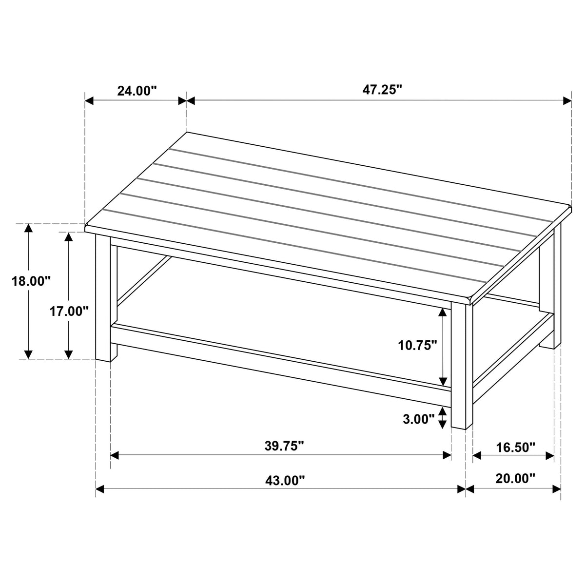 Payne Wood Coffee Table with Shelf